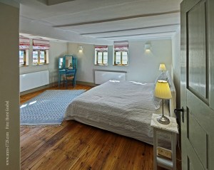 Bright master bedroom with a dressing table