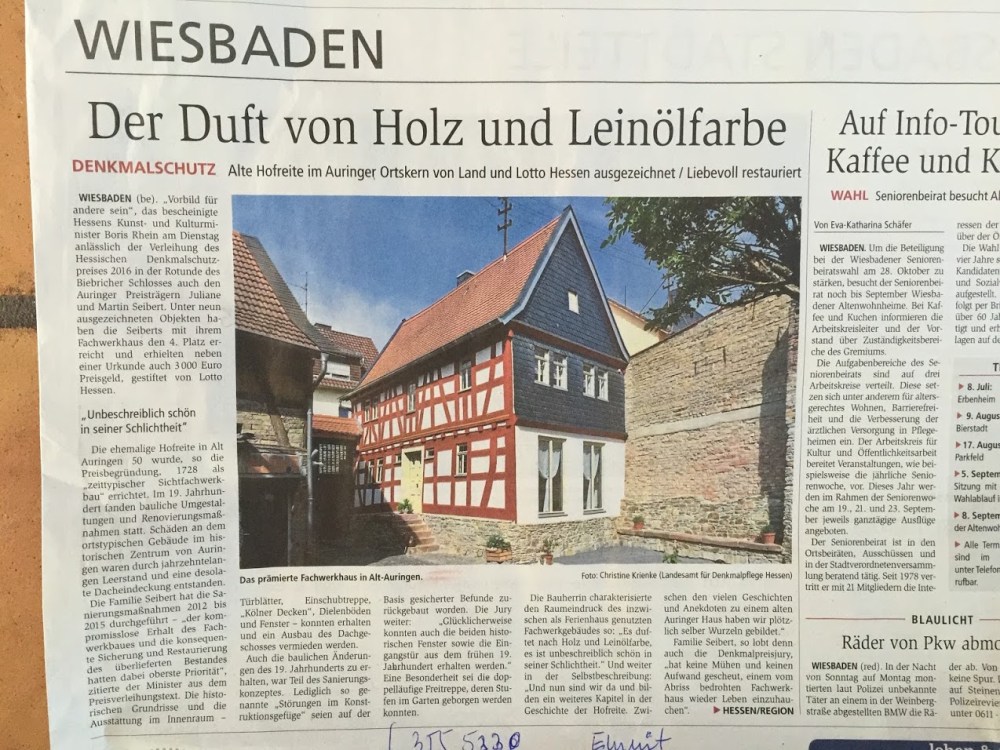 Article in Wiesbadener Kurier (local newspaper) from 2016-06-29.